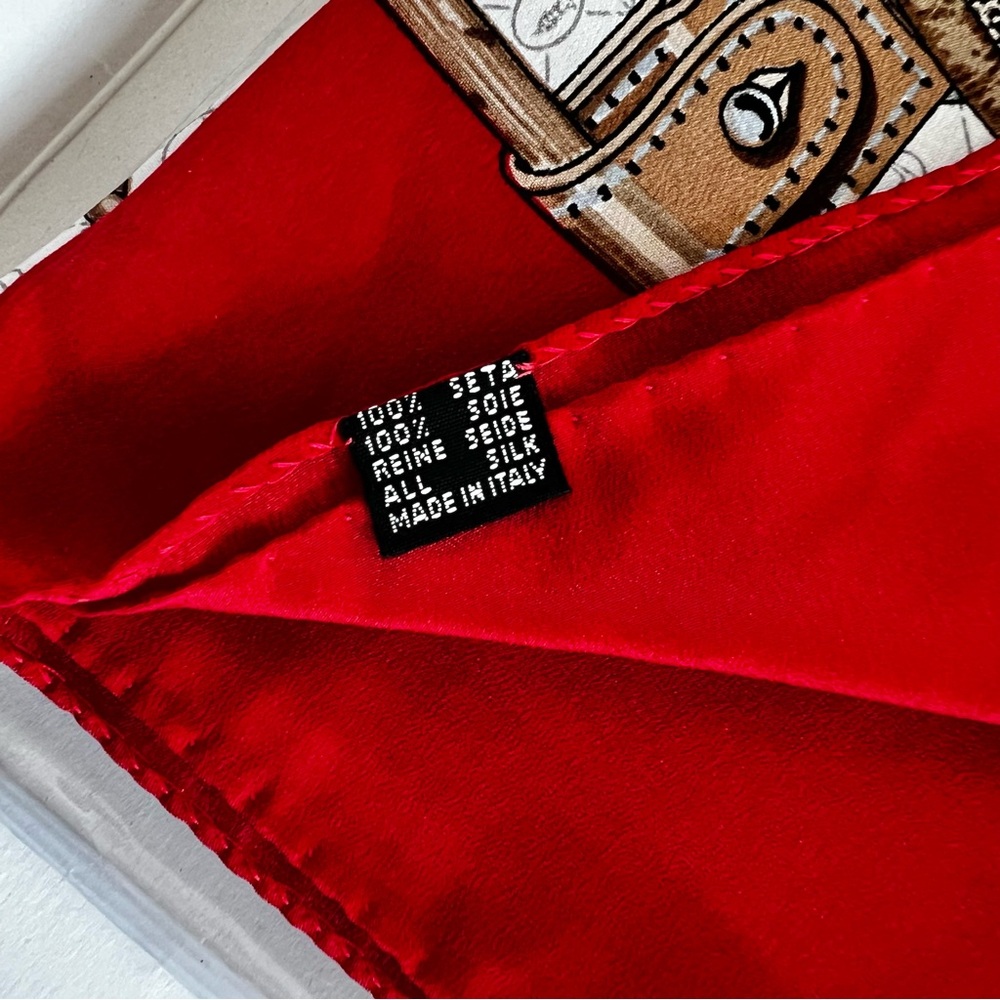 Trusssrdi Italian Silk Red Multi Scarf New in Package Vintage - Picture 3 of 5